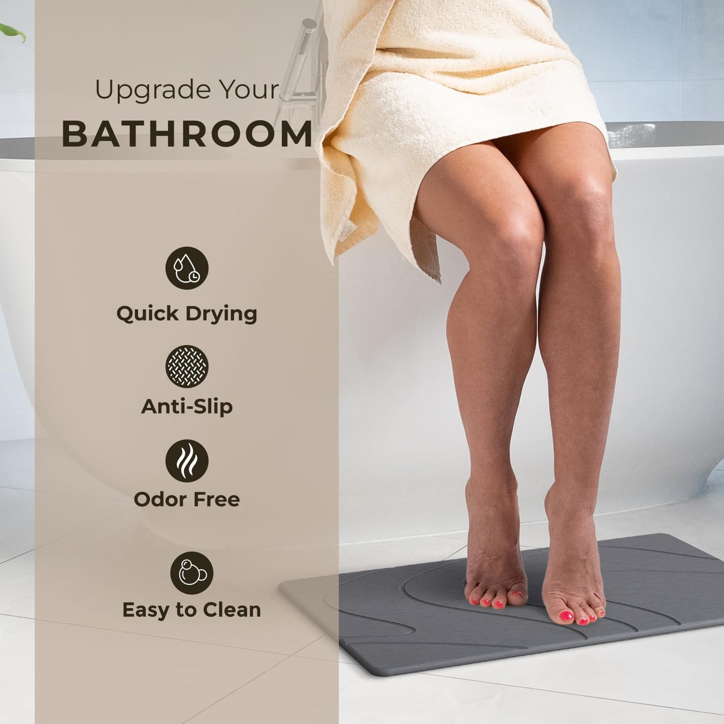 TOSORO Stone Bath Mat - Slate Graphite