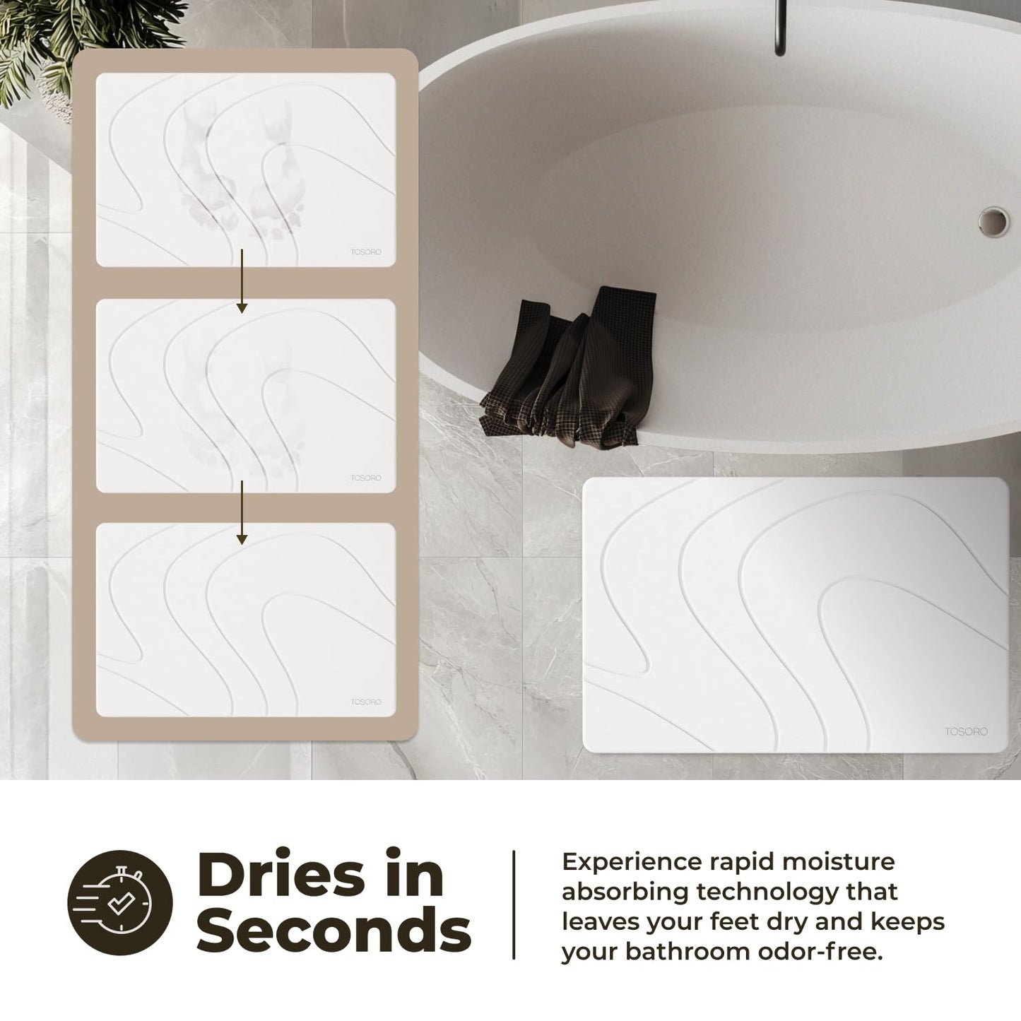TOSORO Stone Bath Mat - Slate Sandstone