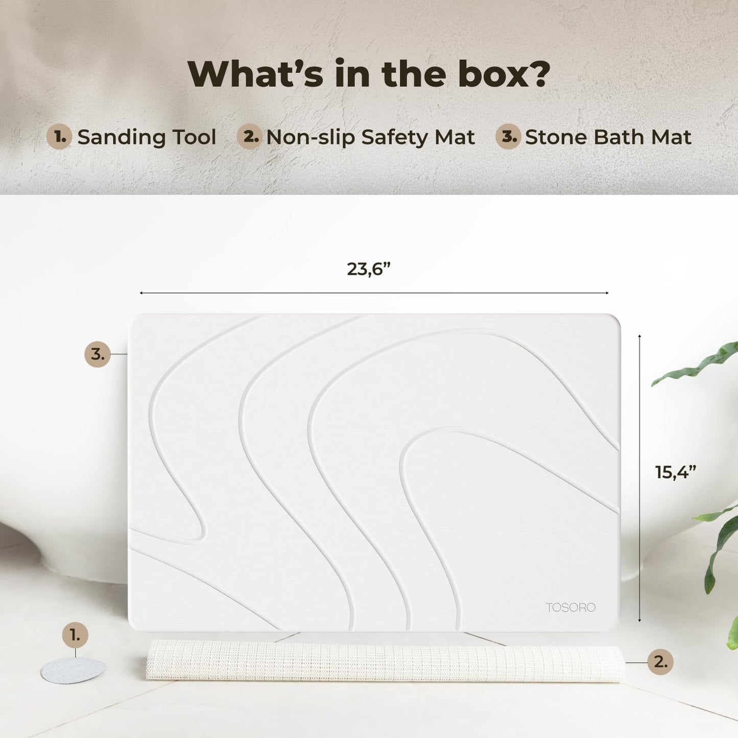 TOSORO Stone Bath Mat - Slate Sandstone