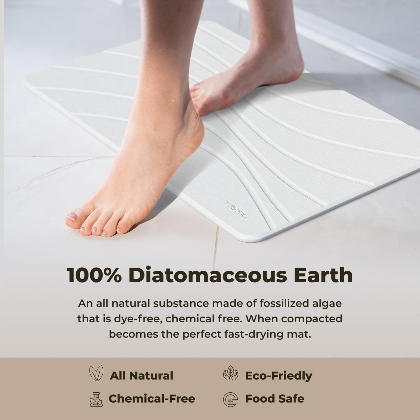 TOSORO Stone Bath Mat - Wave Sandstone