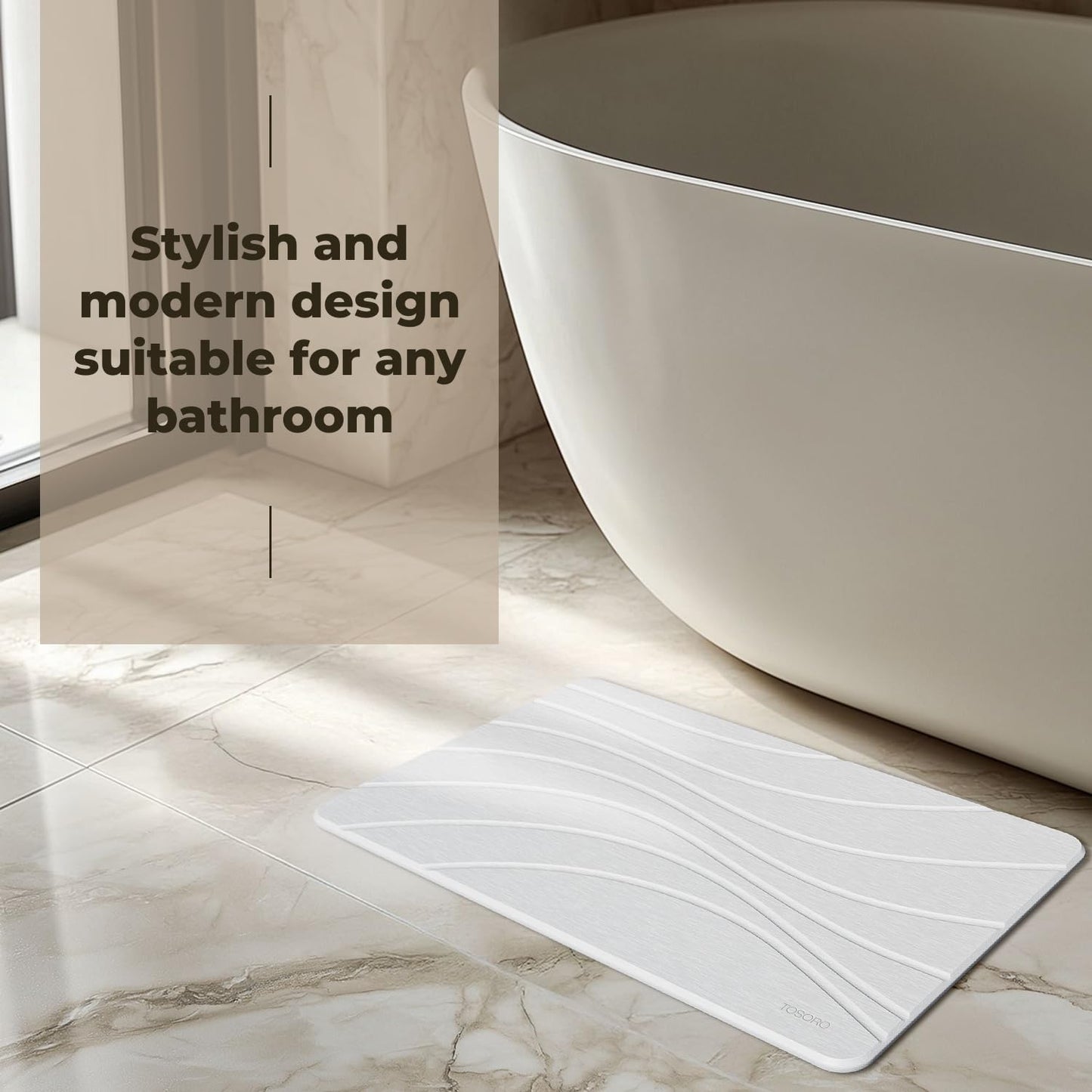 TOSORO Stone Bath Mat - Wave Sandstone