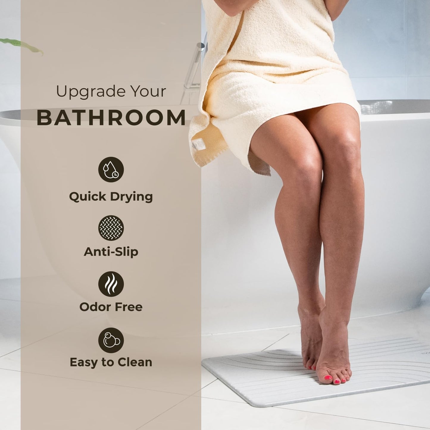 TOSORO Stone Bath Mat - Flow Grey