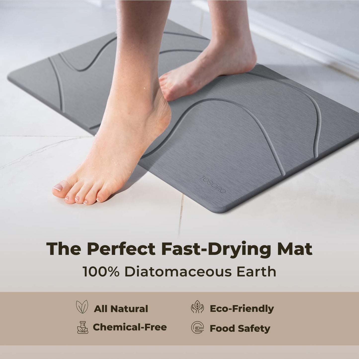 TOSORO Stone Bath Mat - Slate Graphite