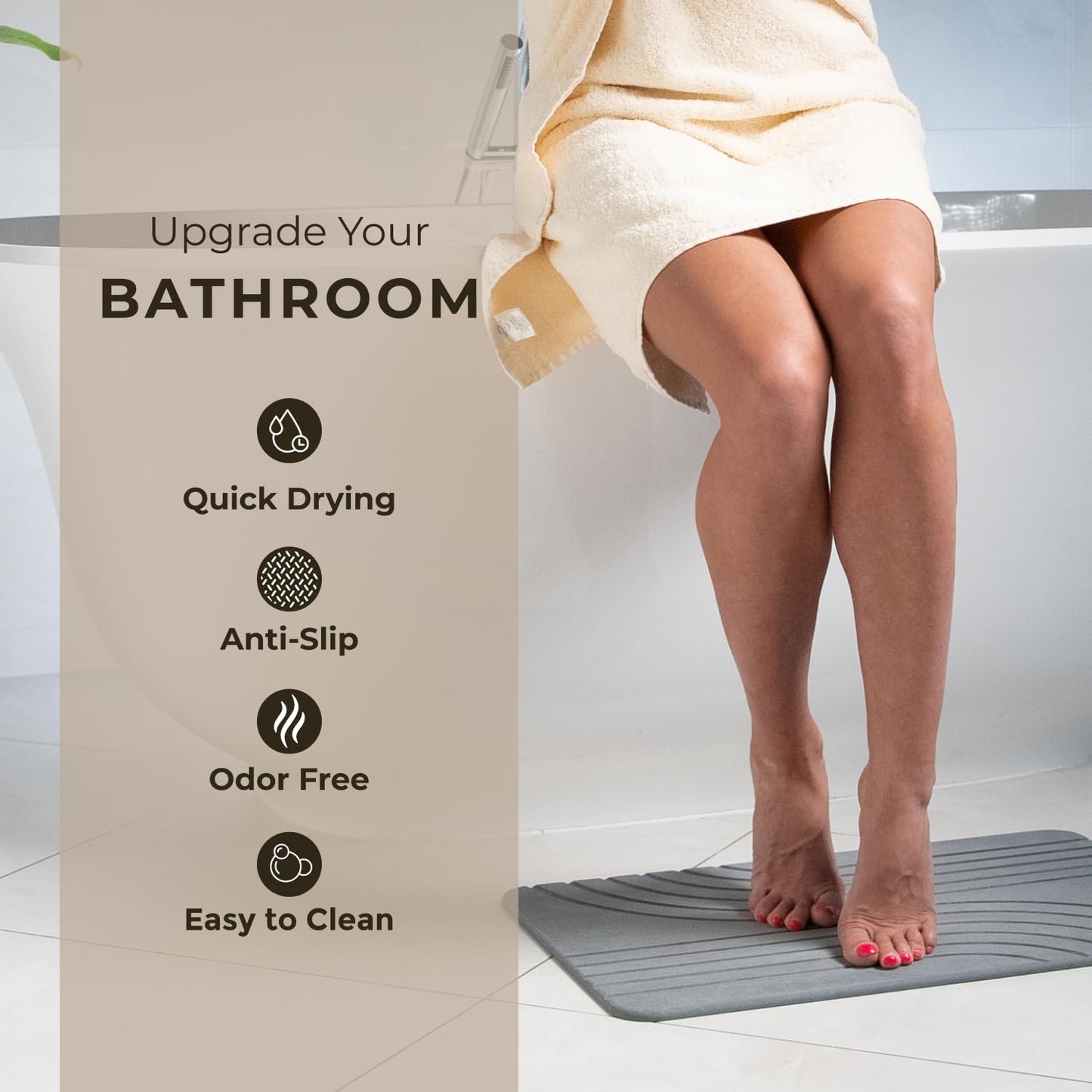 TOSORO Stone Bath Mat - Flow Graphite