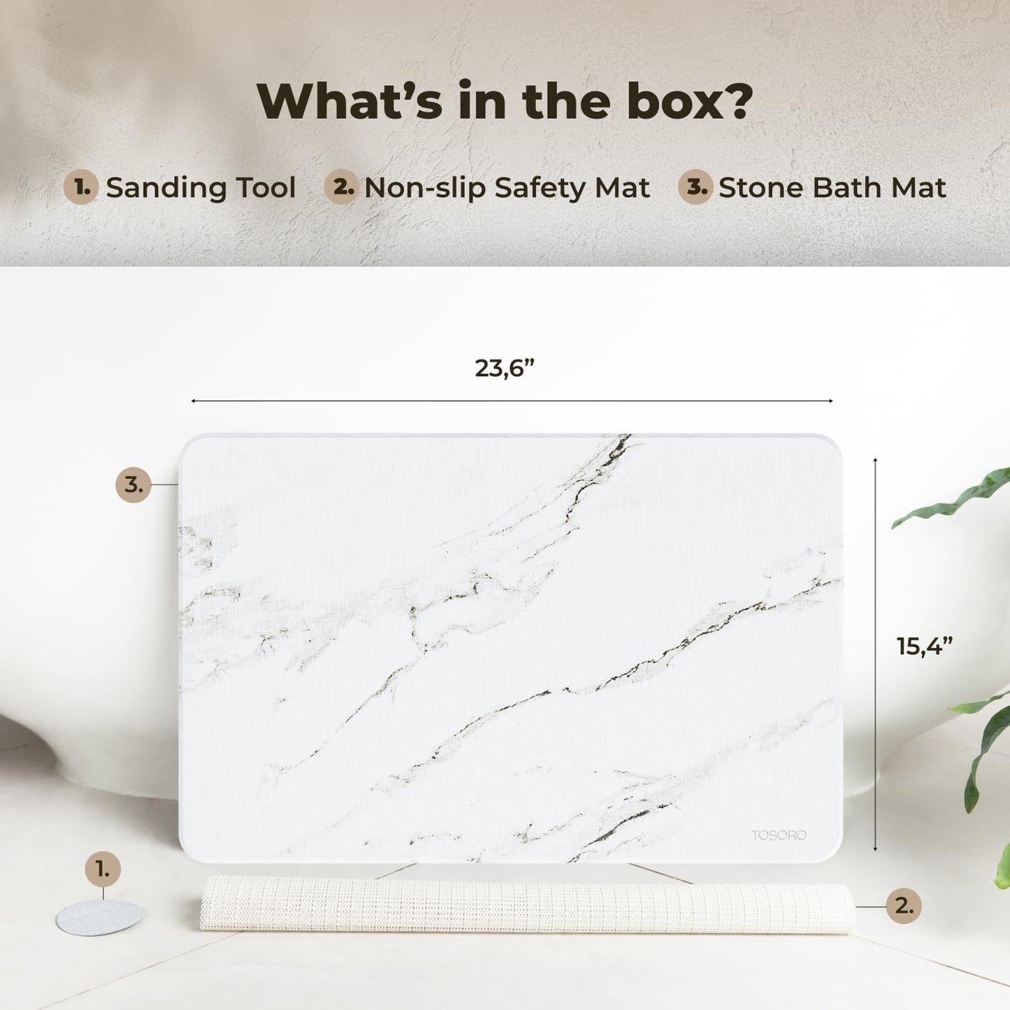 TOSORO Stone Bath Mat - Marble Sandstone