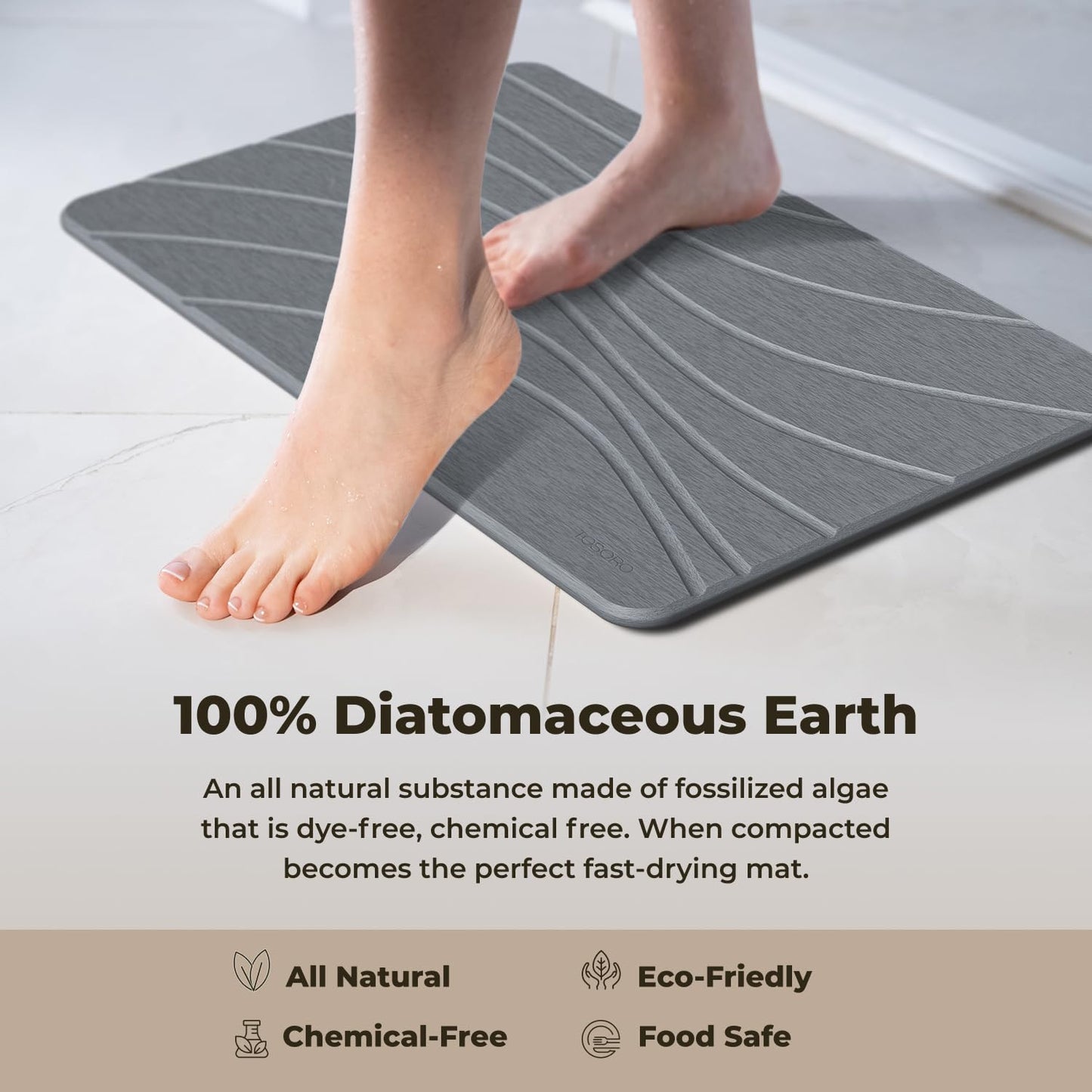 TOSORO Stone Bath Mat - Wave Graphite