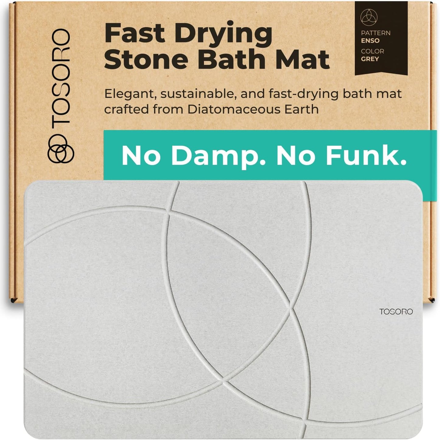 TOSORO Stone Bath Mat - Enso Grey
