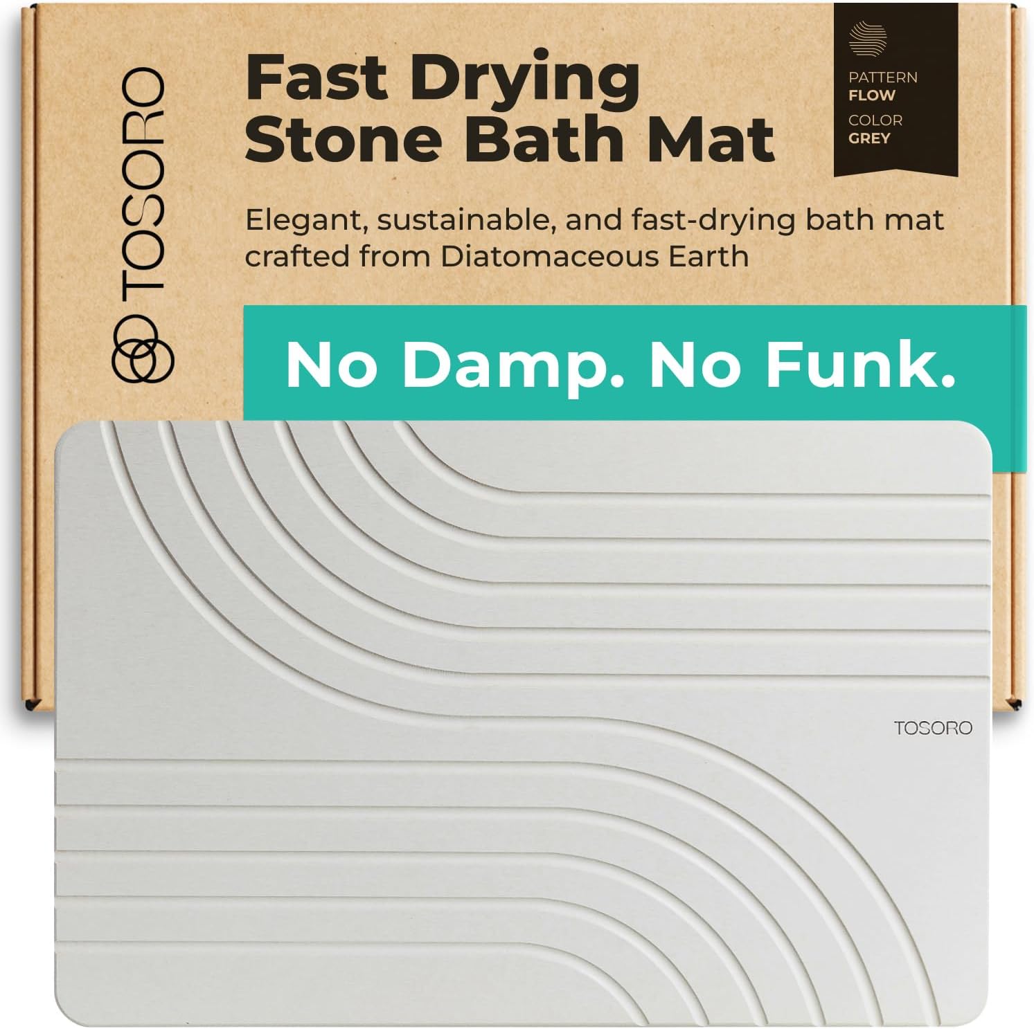 TOSORO Stone Bath Mat - Flow Grey