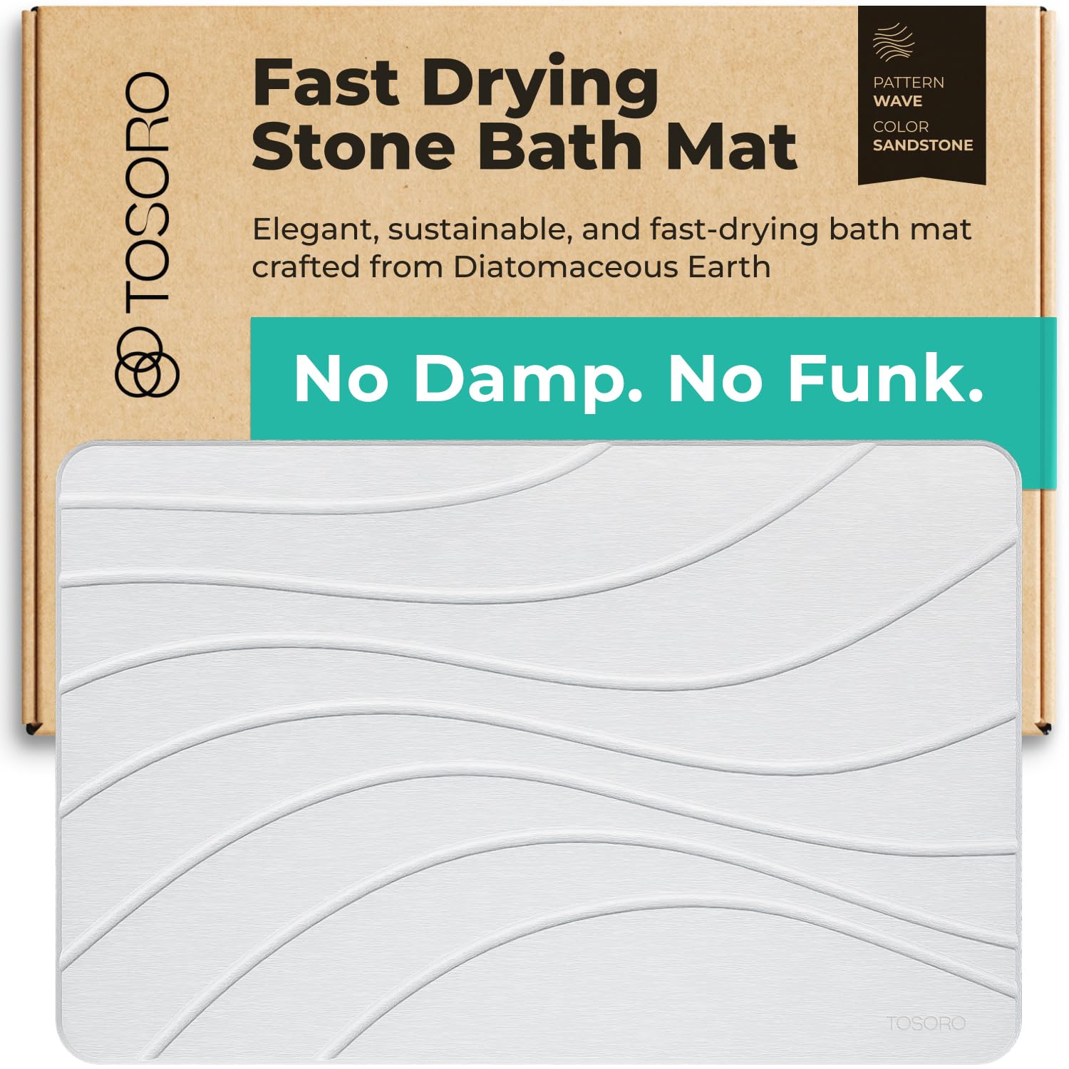 TOSORO Stone Bath Mat - Wave Sandstone