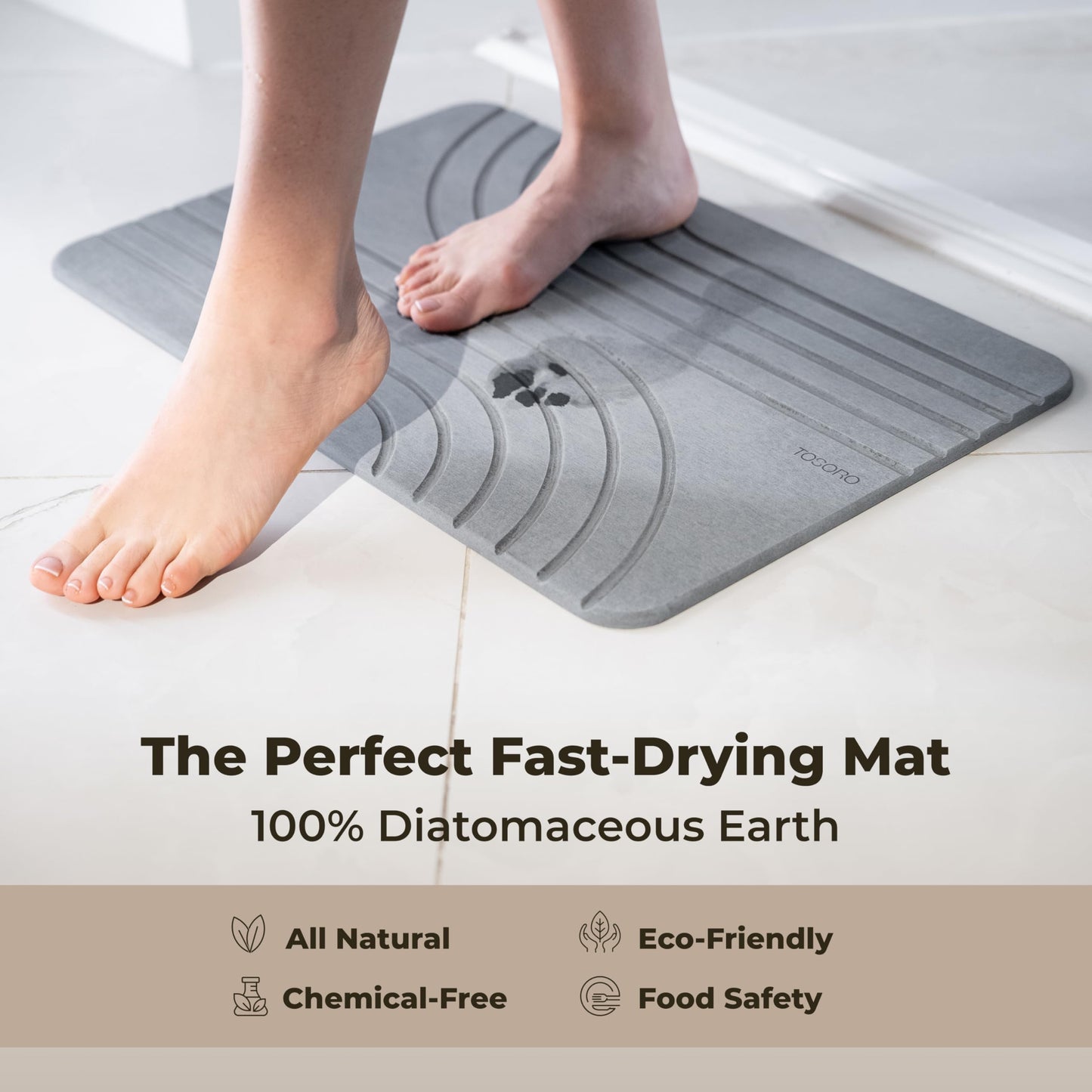 TOSORO Stone Bath Mat - Flow Graphite