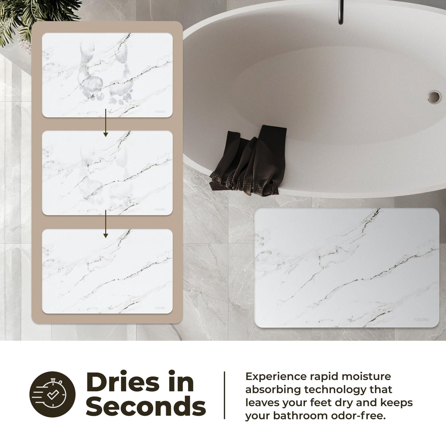 TOSORO Stone Bath Mat - Marble Sandstone