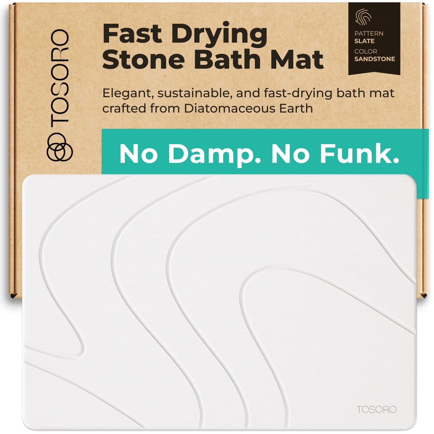 TOSORO Stone Bath Mat - Slate Sandstone