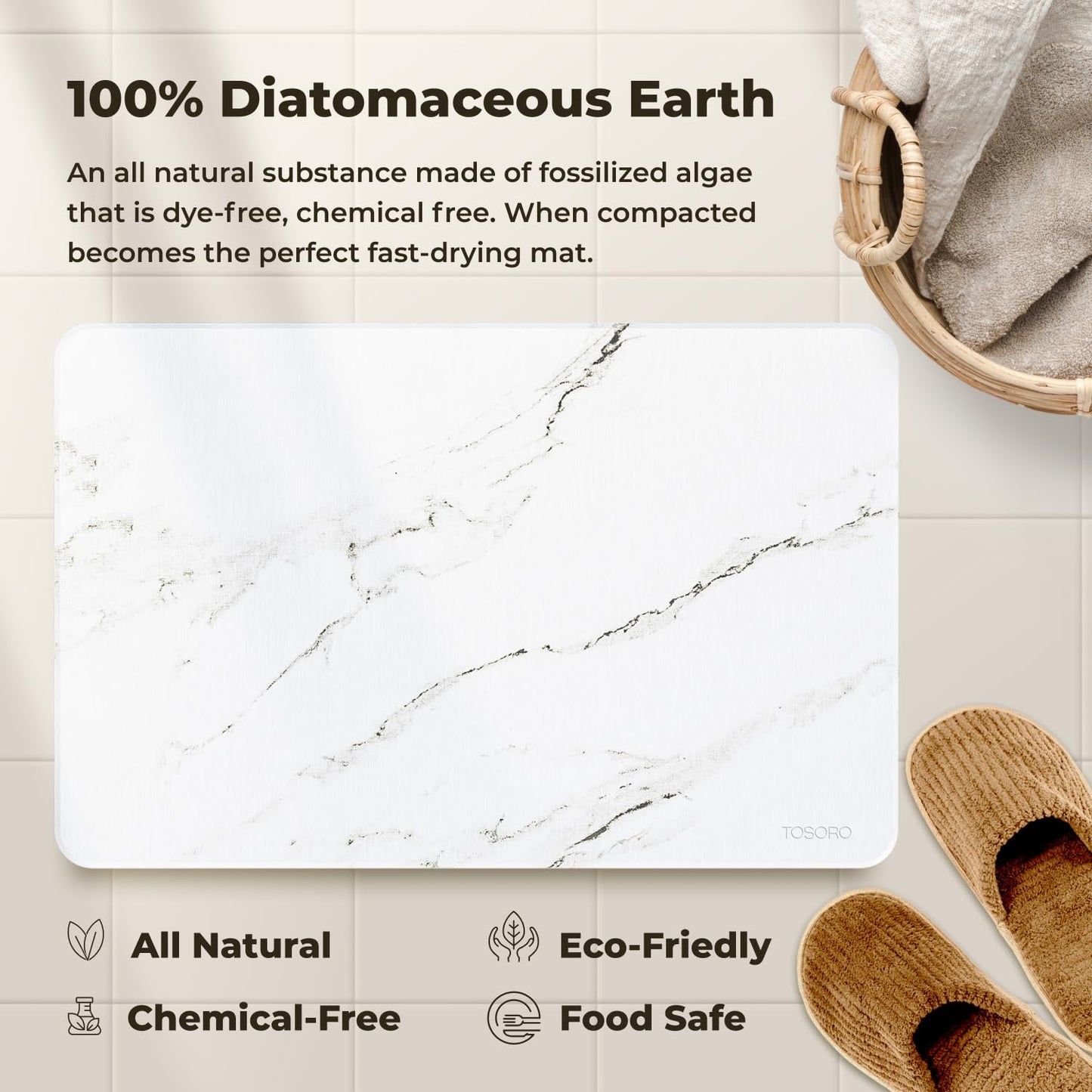 TOSORO Stone Bath Mat - Marble Sandstone