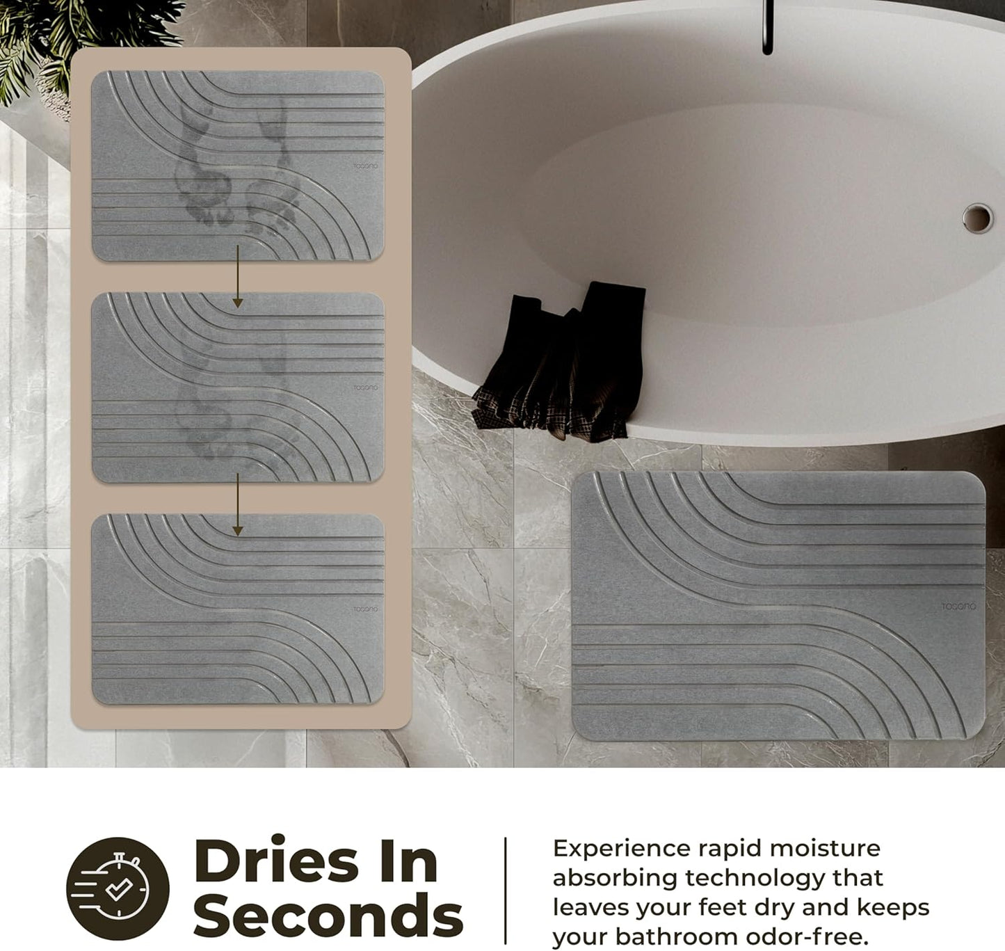 TOSORO Stone Bath Mat - Flow Graphite