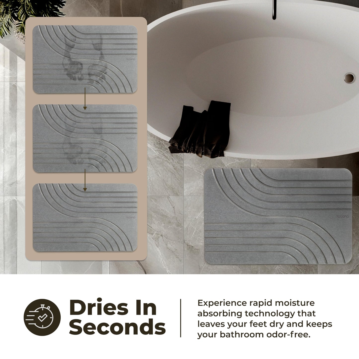 TOSORO Stone Bath Mat - Flow Graphite