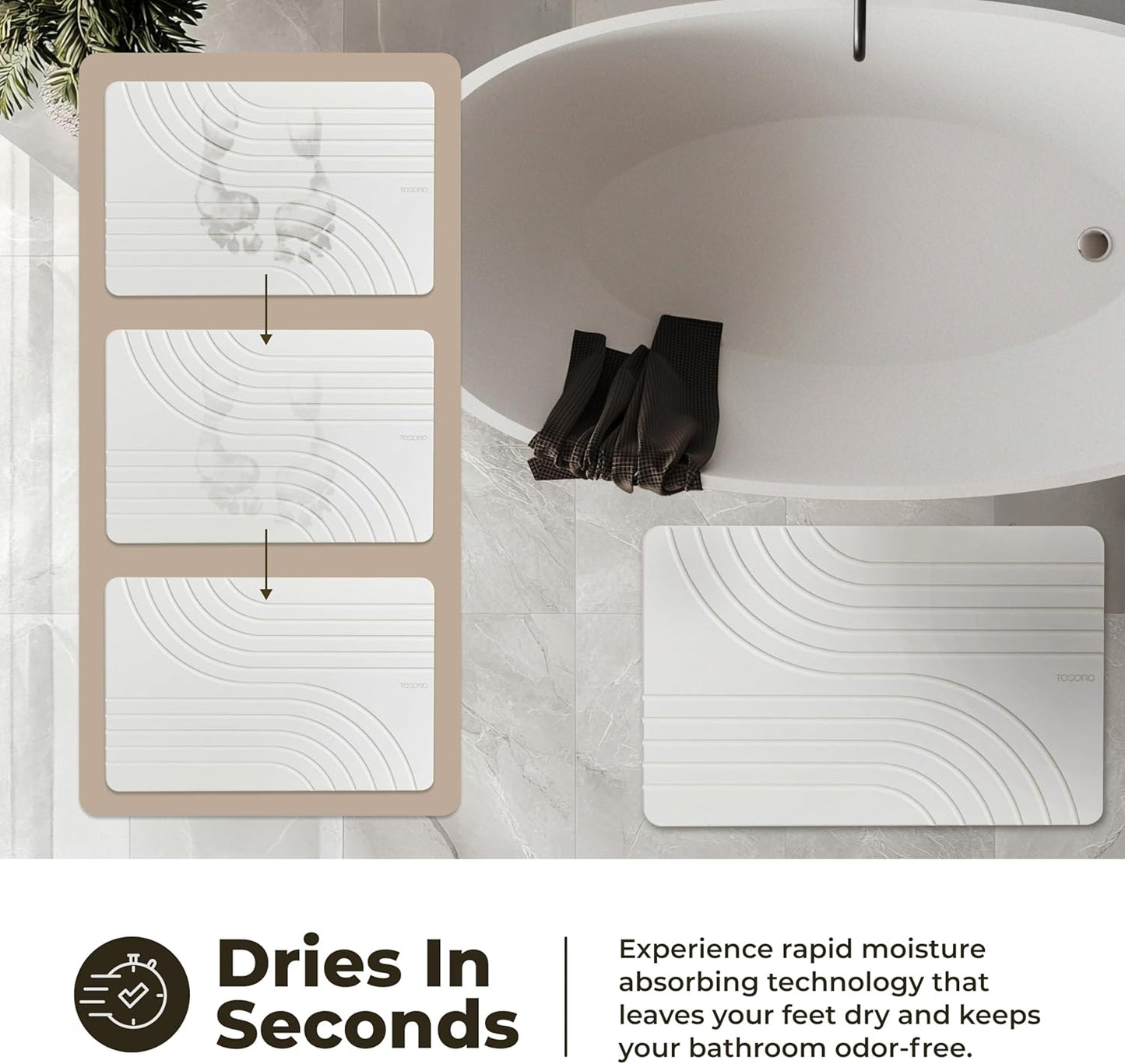 TOSORO Stone Bath Mat - Flow Sandstone