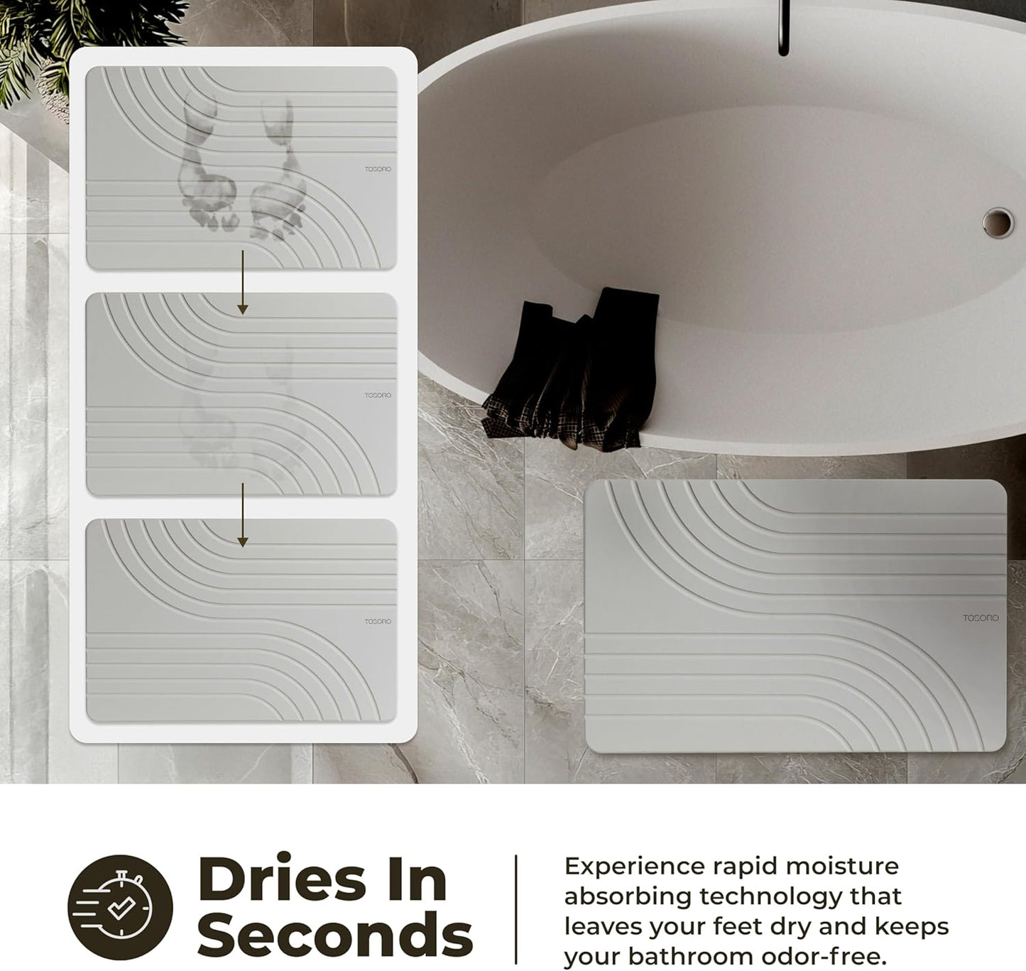 TOSORO Stone Bath Mat - Flow Grey