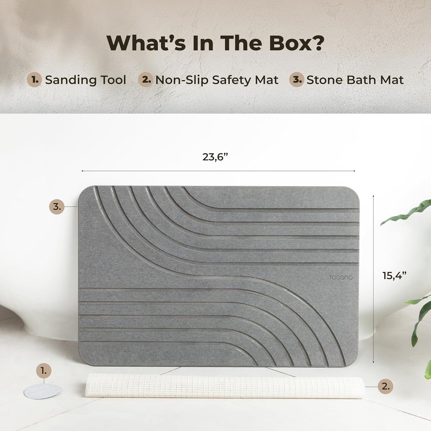 TOSORO Stone Bath Mat - Flow Graphite