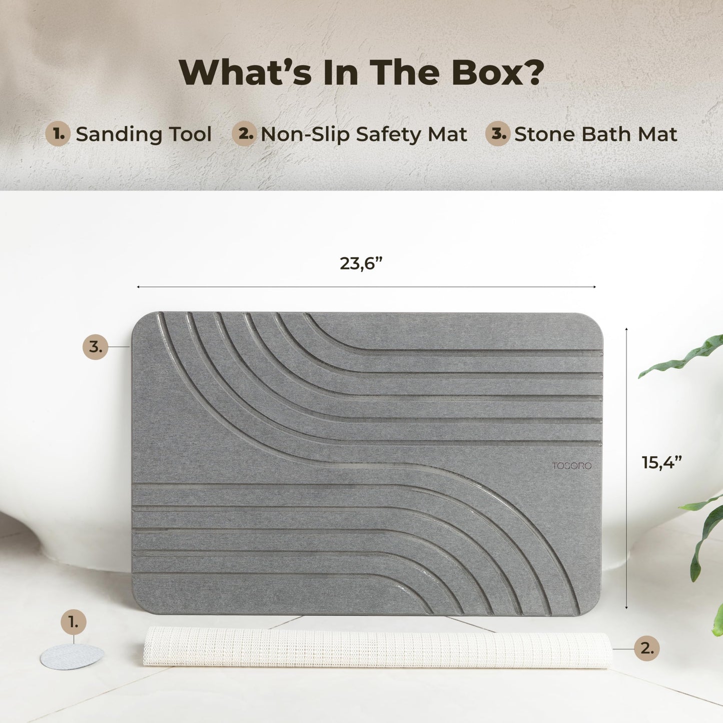 TOSORO Stone Bath Mat - Flow Graphite