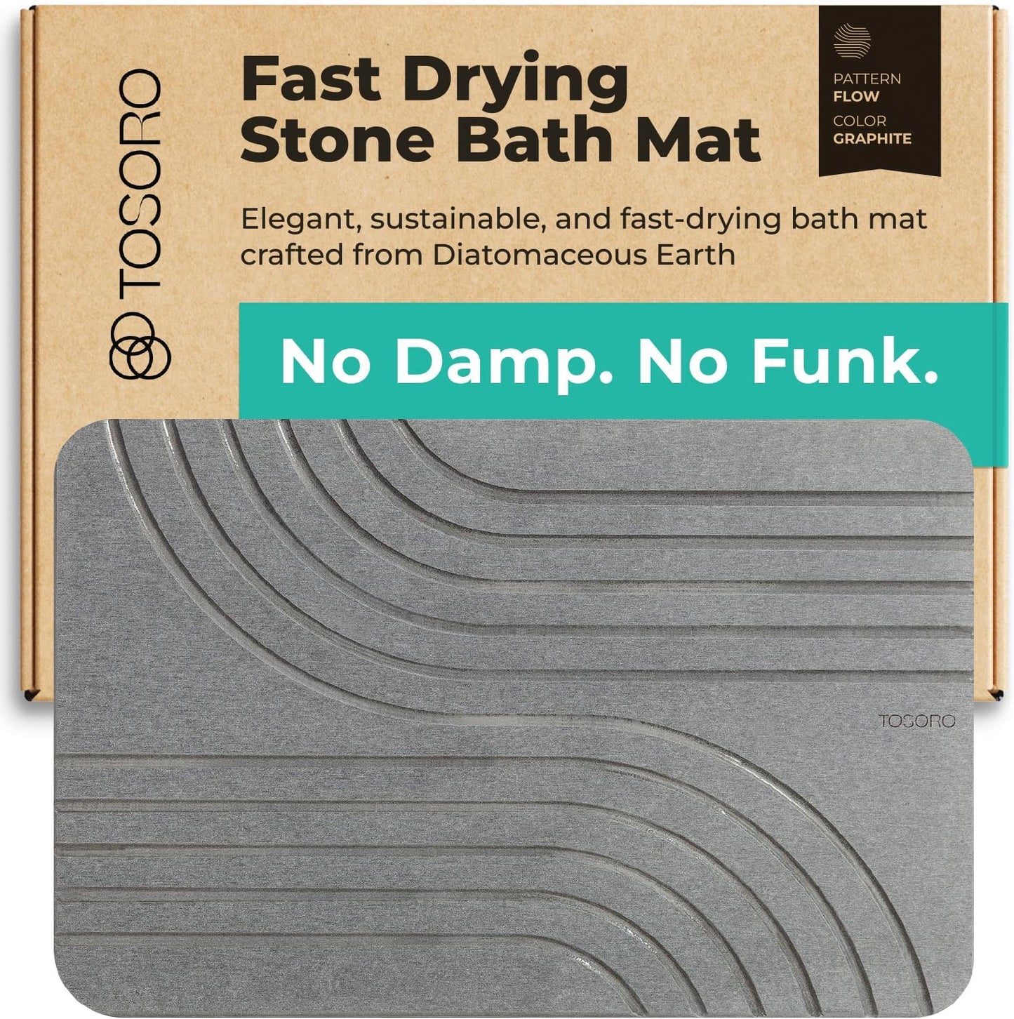 TOSORO Stone Bath Mat - Flow Graphite