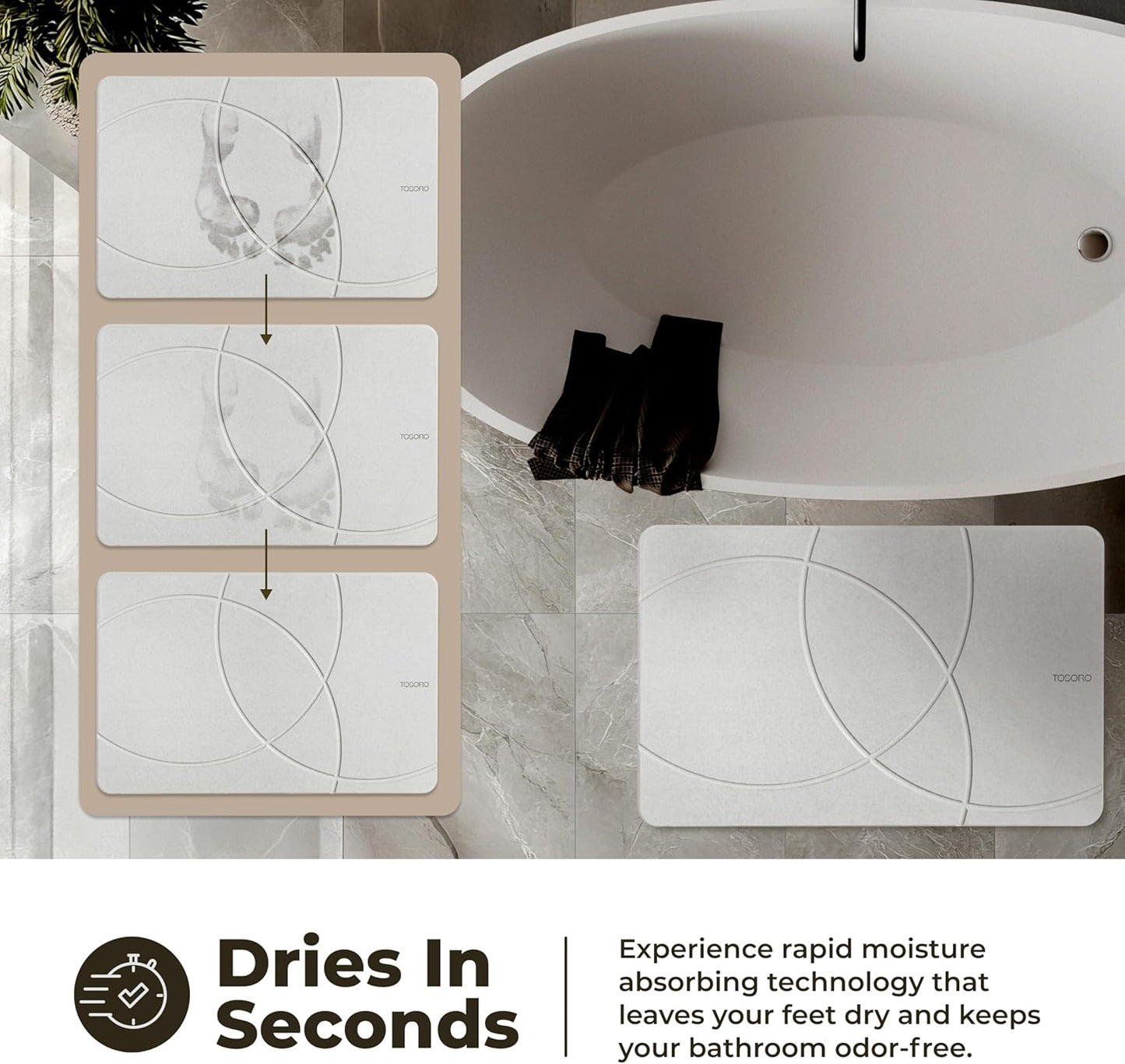 TOSORO Stone Bath Mat - Enso Grey