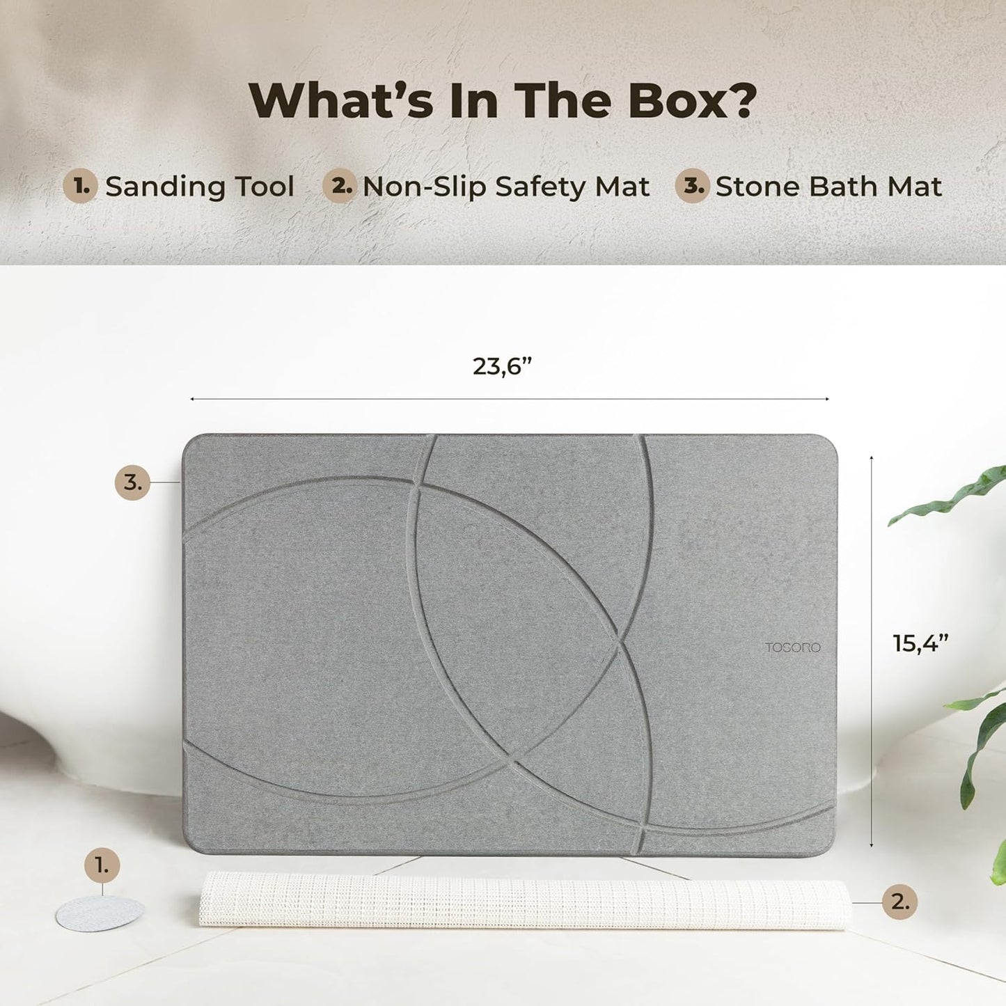 TOSORO Stone Bath Mat - Enso Graphite