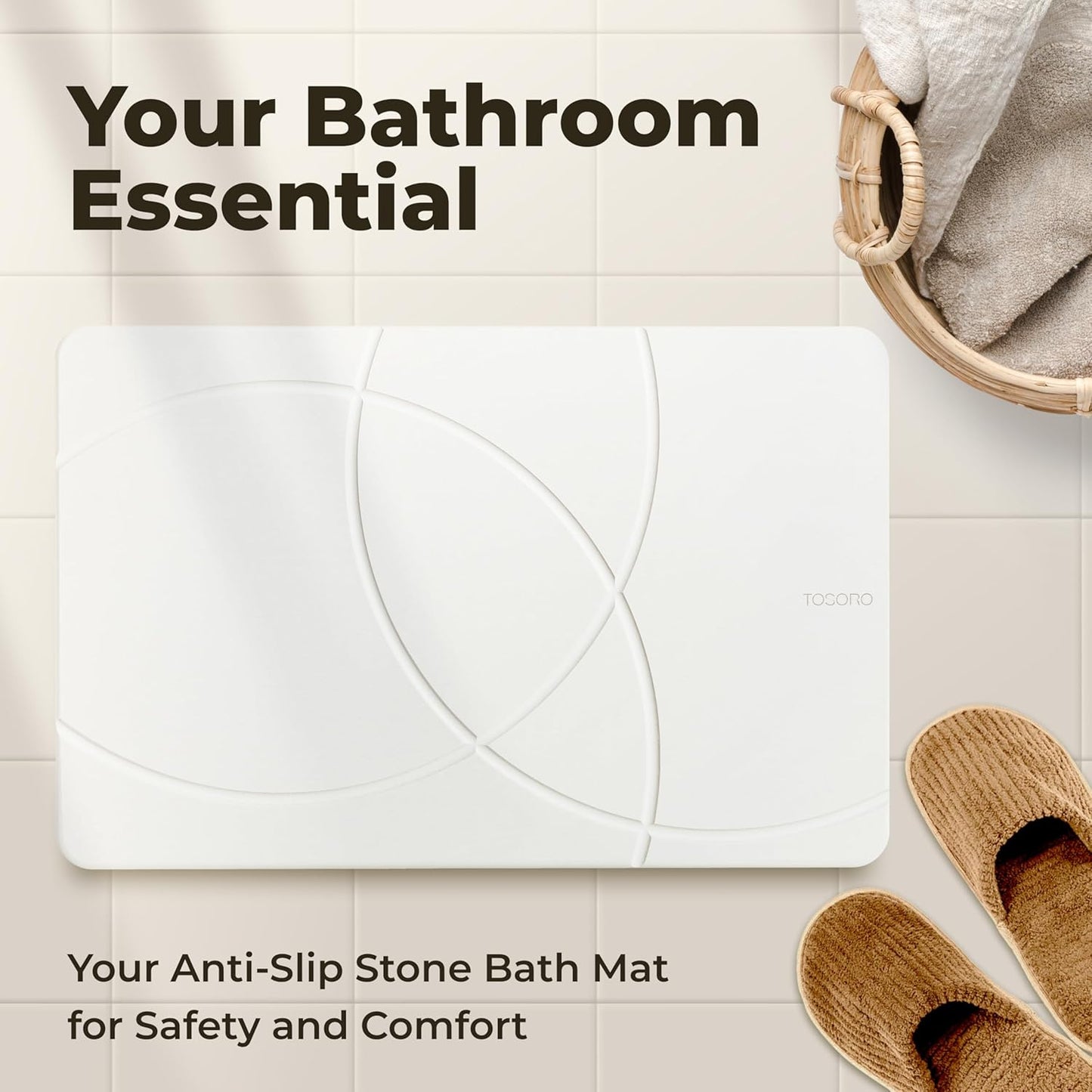 TOSORO Stone Bath Mat - Enso Sandstone