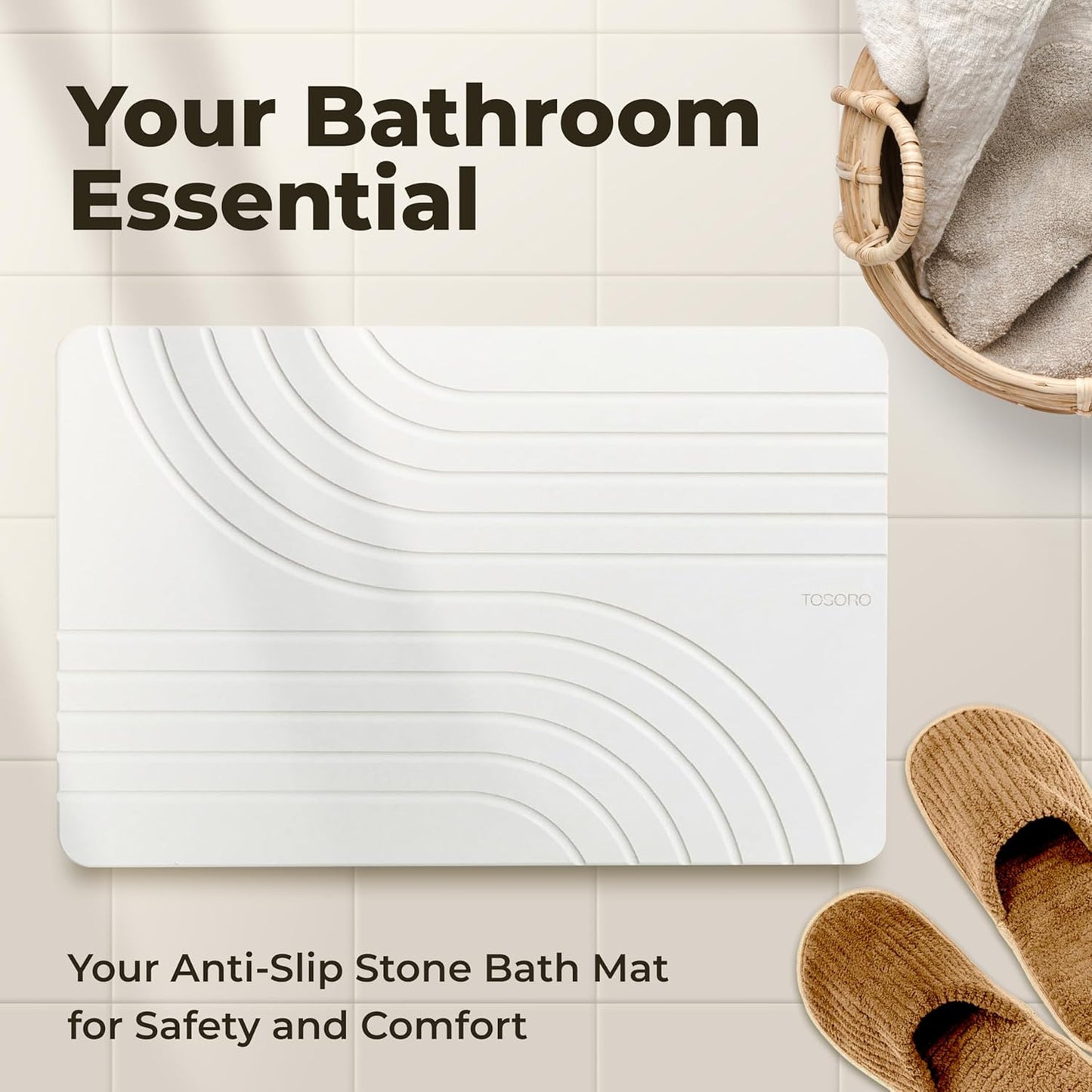 TOSORO Stone Bath Mat - Flow Sandstone