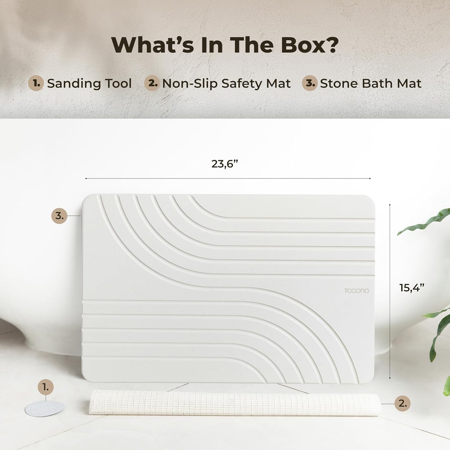 TOSORO Stone Bath Mat - Flow Sandstone