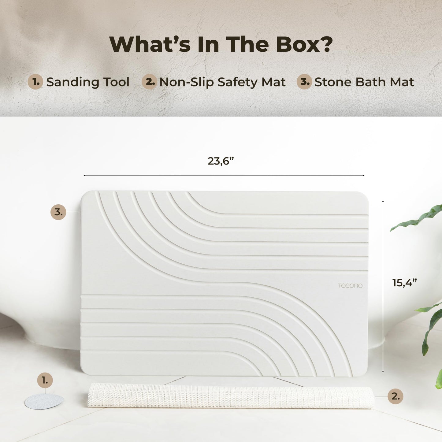TOSORO Stone Bath Mat - Flow Sandstone