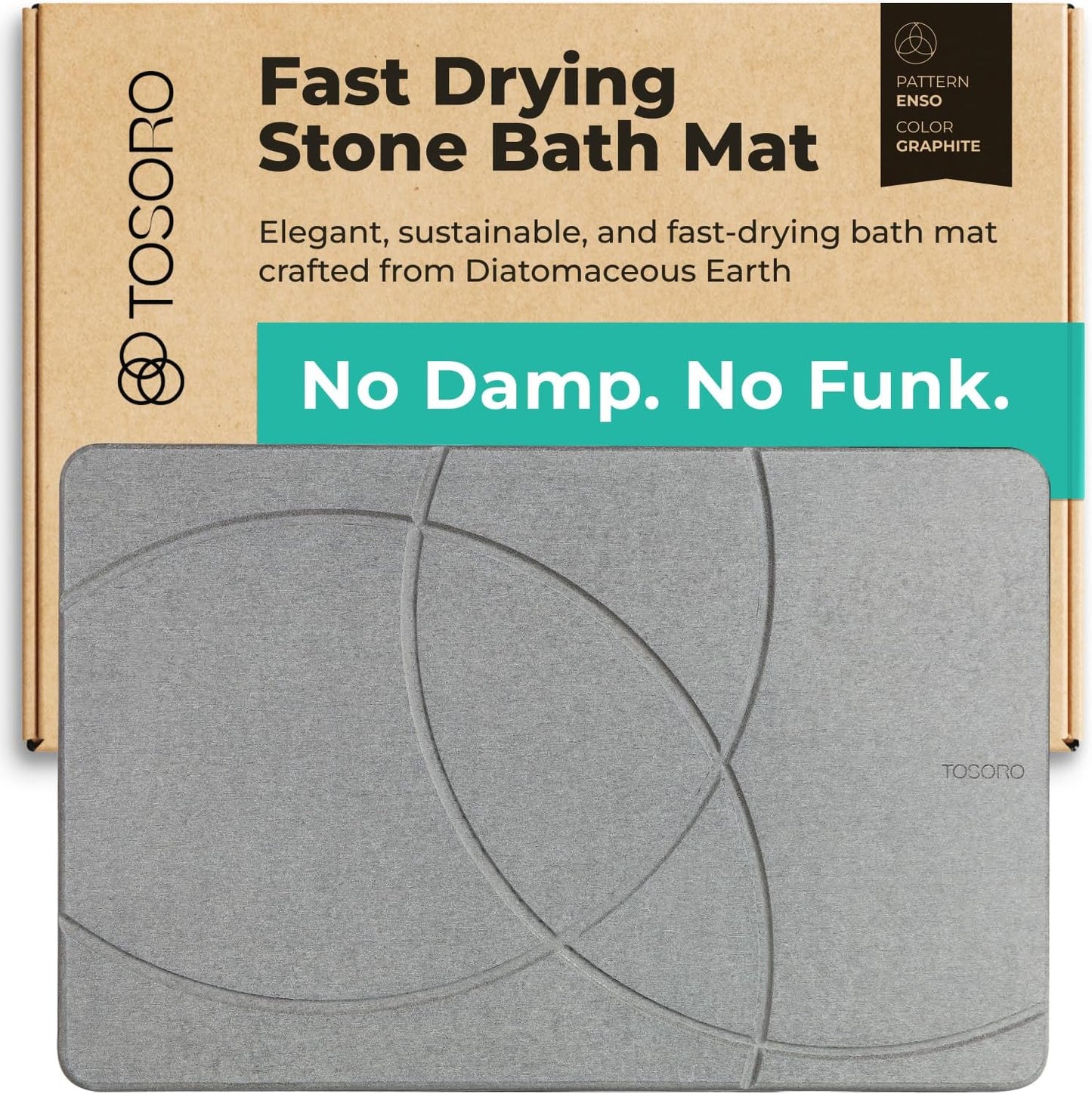 TOSORO Stone Bath Mat - Enso Graphite