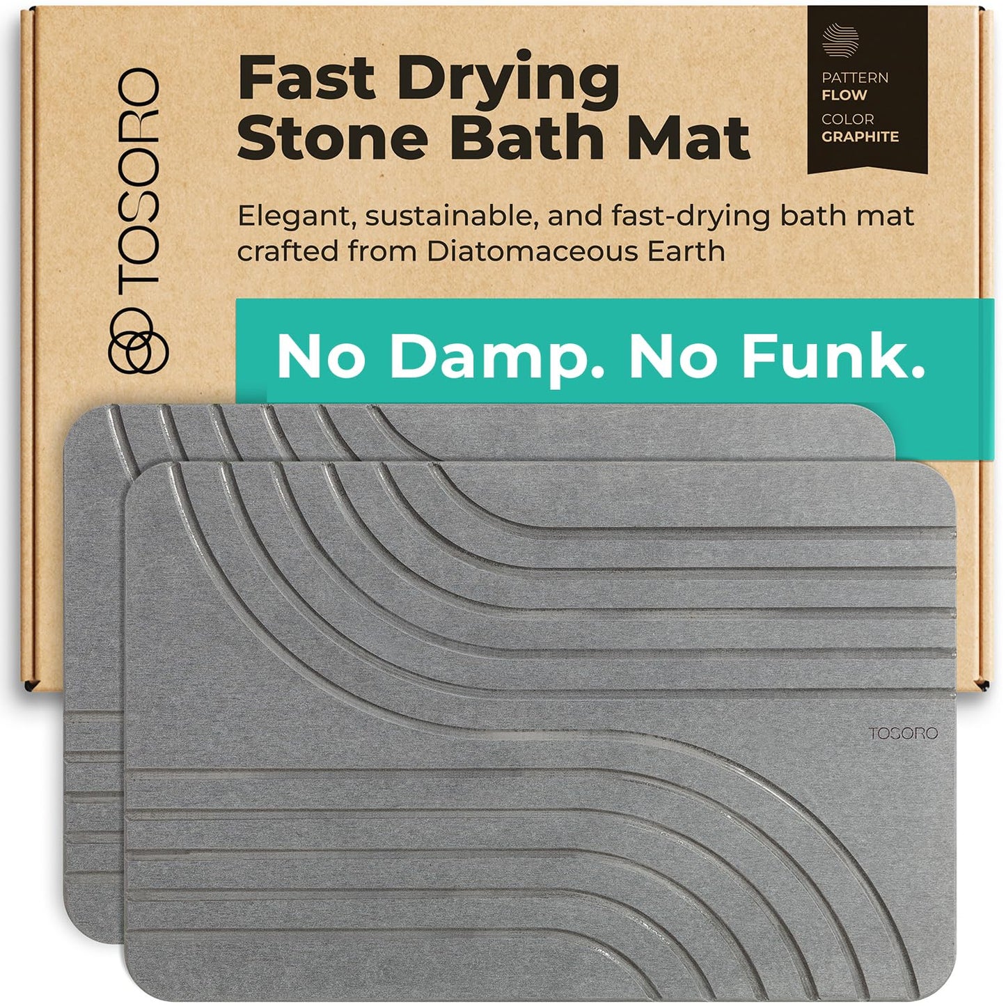 TOSORO Stone Bath Mat - Flow Graphite
