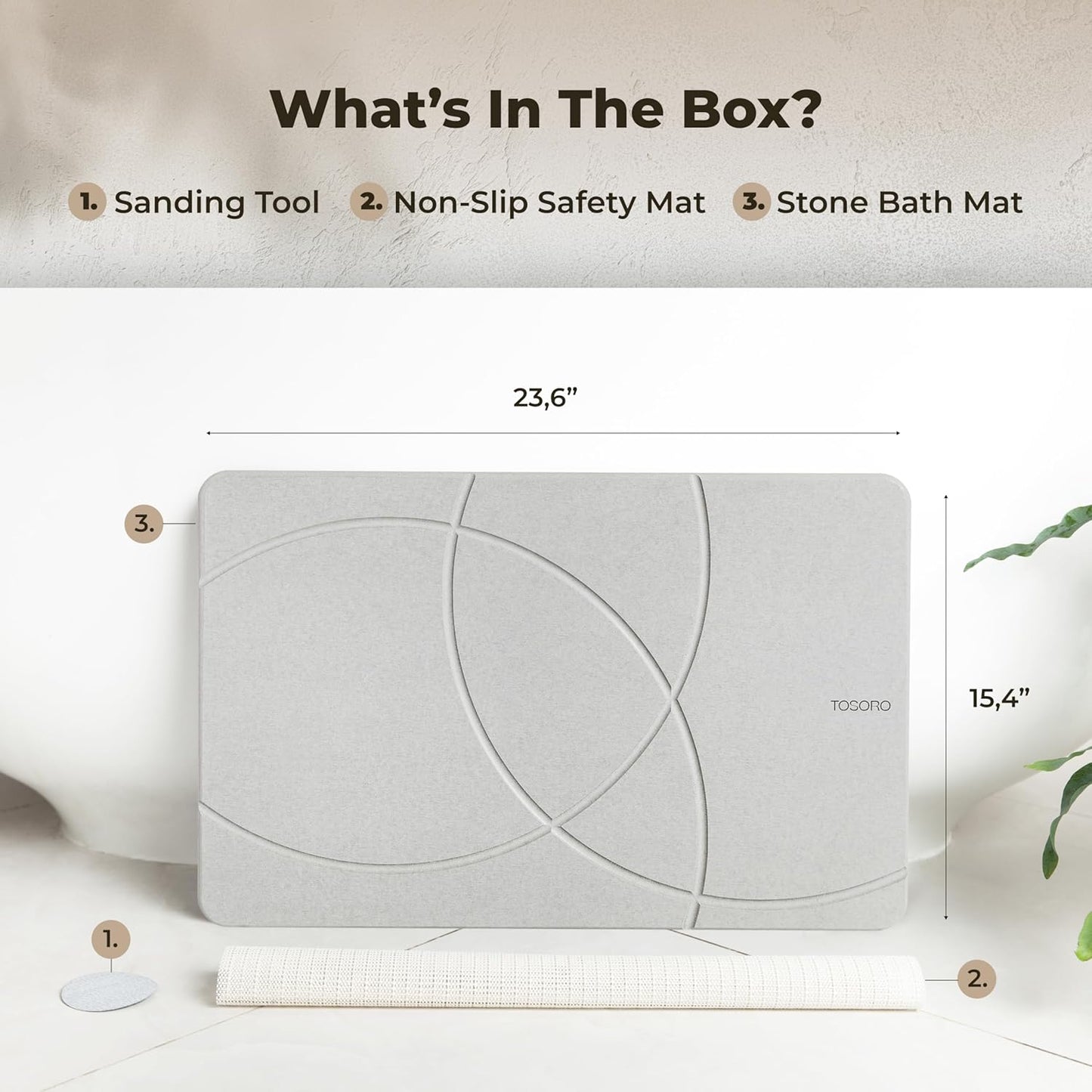 TOSORO Stone Bath Mat - Enso Grey
