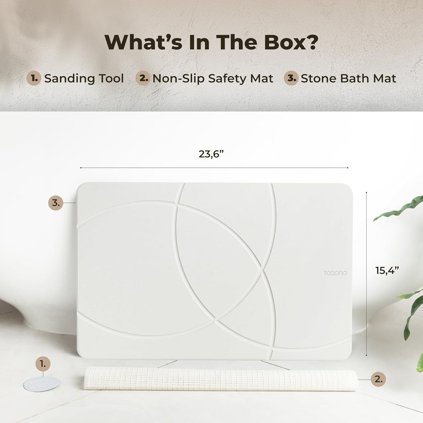 TOSORO Stone Bath Mat - Enso Sandstone