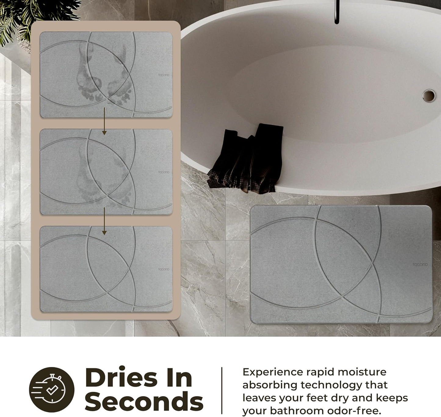 TOSORO Stone Bath Mat - Enso Graphite